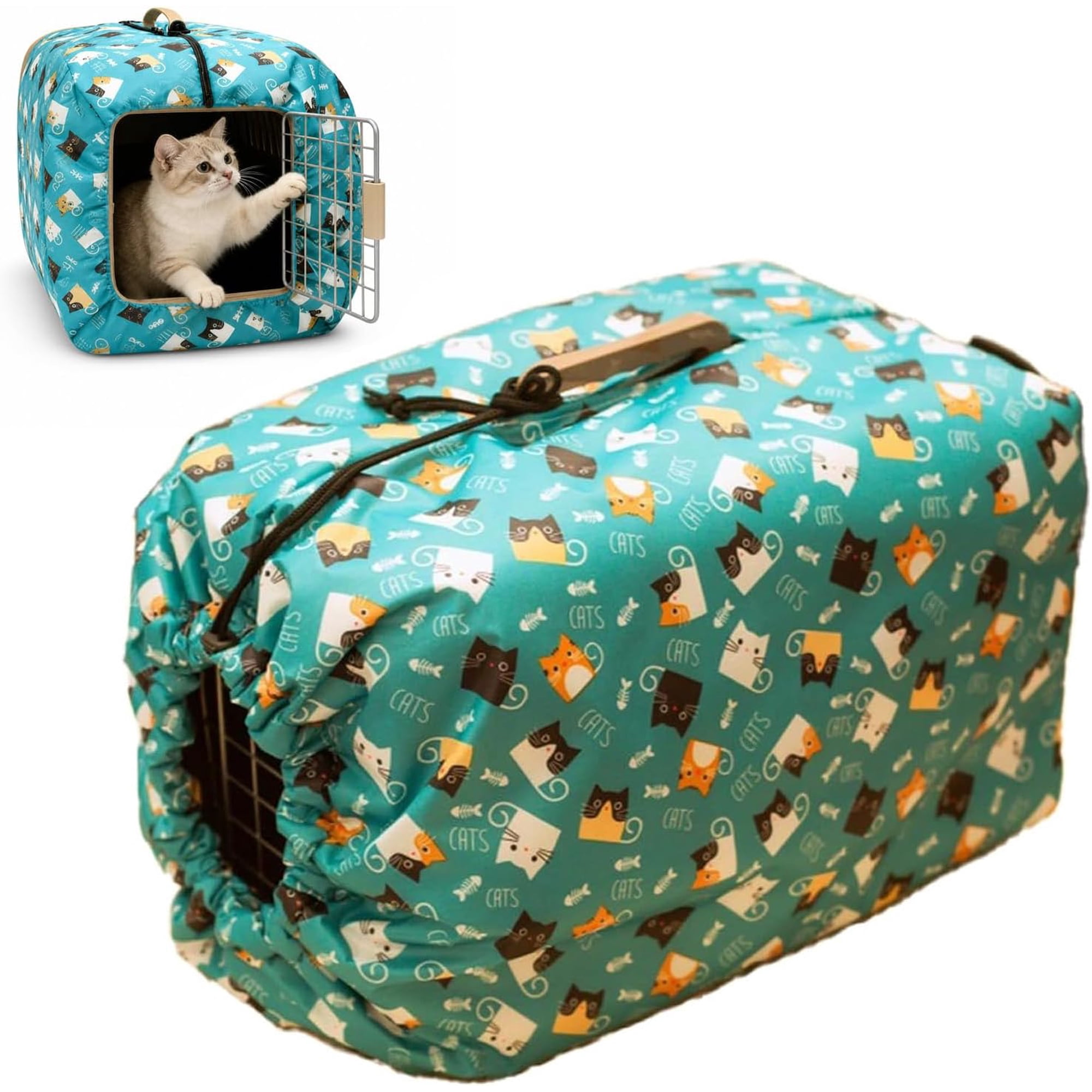 Pet Crate Cover - Windproof Oxford Cloth Protector Windproof Cotton Layer Warming Protection Waterproof Winter Design Puppy Kitten Pets Home for Travel Camping (B# S)