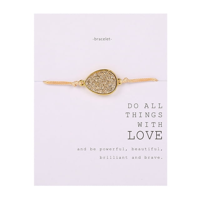 Fiudx Pulsera de Piedra Natural, Accesorio de Tarjeta de Papel Tejida, Joya Llamativa, Cadena Ajustable, Ideal para Bodas, Fiestas y Clubes, Estilo Elegante para Mujer, Regalo Único.