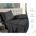 thumbnail image 3 of SGI Bedding 600 TC Egyptian Cotton Bed Sheet Set - Texas King Size Sheets 600 Count Sheets Soft, Durable Sheets Cotton Sheets in 600 TC 15" Deep, Dark Gray Stripe, 3 of 8