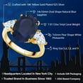 thumbnail image 2 of Gem Stone King 18K Yellow Gold Plated Silver Blue Sapphire and White Moissanite Ring for Women (7.91 Cttw, 14X10MM Oval and 7X5MM Pear Shape, Gemstone September Birthstone, Size 7), 2 of 5