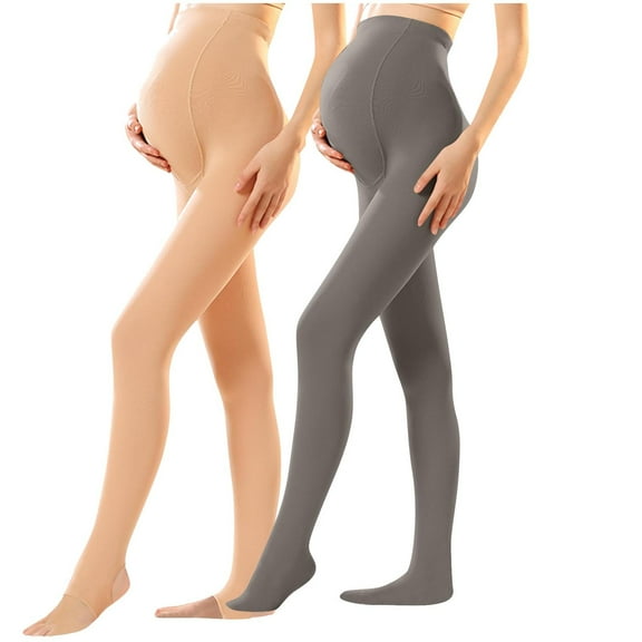 Edvintorg 2 Pack Pantyhose for Women Maternity Clothes Fashion Solid Color High Waisted Soft Bottom Pants with Adjustable Winter Maternity Leggings