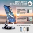 thumbnail image 2 of Magnetic Desk Phone Stand For Iphone 14 13 12 Series, Foldable Portable Aluminum Phone Stand Holder Dock With 360rotation Base, 2 of 4