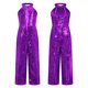 thumbnail image 3 of Traje de baile de Jazz con lentejuelas brillantes para niñas, pelele para desfile, cuello Halter, espalda con tiras, pantalones de pierna ancha sin mangas, mono de una pieza, 3 of 5
