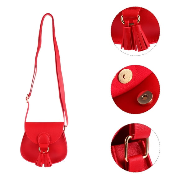 Clispeed 1Pc Fashionable Red Tassel Crossbody Handbag for Storage Use