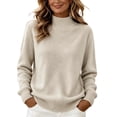 thumbnail image 2 of XRoczxe Women's Mock Neck Pullover Sweater, Soft Knit Long Sleeve Top, Casual Loose Fit Solid Color Jumper for Fall Winter Daily Wear Office, 2 of 6