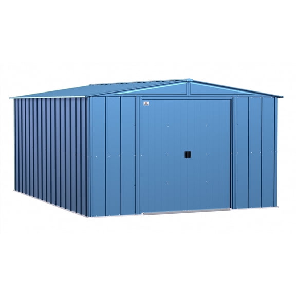 Classic Steel Storage Shed, 10X14, Blue Grey