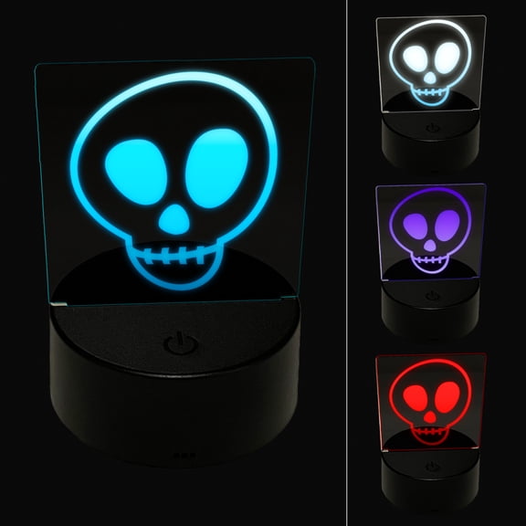 Skull Doodle LED Night Light Sign 3D Illusion Desk Nightstand Lamp