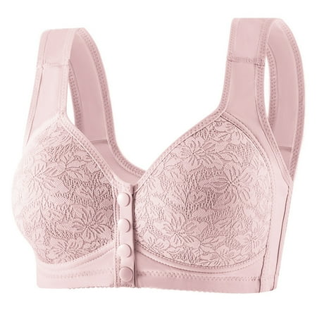 Up to 60% off Women s Bras  Xunlbb Women s Solid Color Steel Ring Oversized Gathering Underwear Daily Bra(Pink 36)