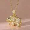 1.00 Ct Round Cut Real Moissanite Elephant Pendant 14K Yellow Gold Plated Silver