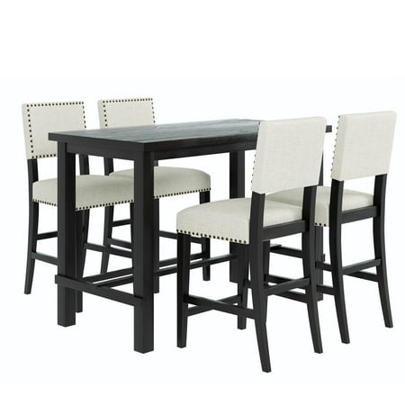 5 Piece Dining Table Set Modern Kitchen Table Sets with Upholstered Dining Chairs for 4 Wooden Counter Height Dining Room Table Set for Home Kitchen Living Room Restaurant CL604