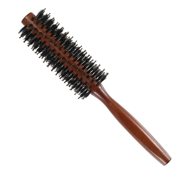 Unique Bargains Nylon Bristle Round Curling Hair Twill Comb for Hair Drying Styling Brown 10 Row 8.66" S