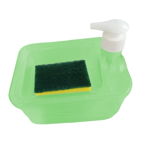 Dispensador de jabón y estropajo, dispensador de jabón para lavavajillas, jabón para platos Verde