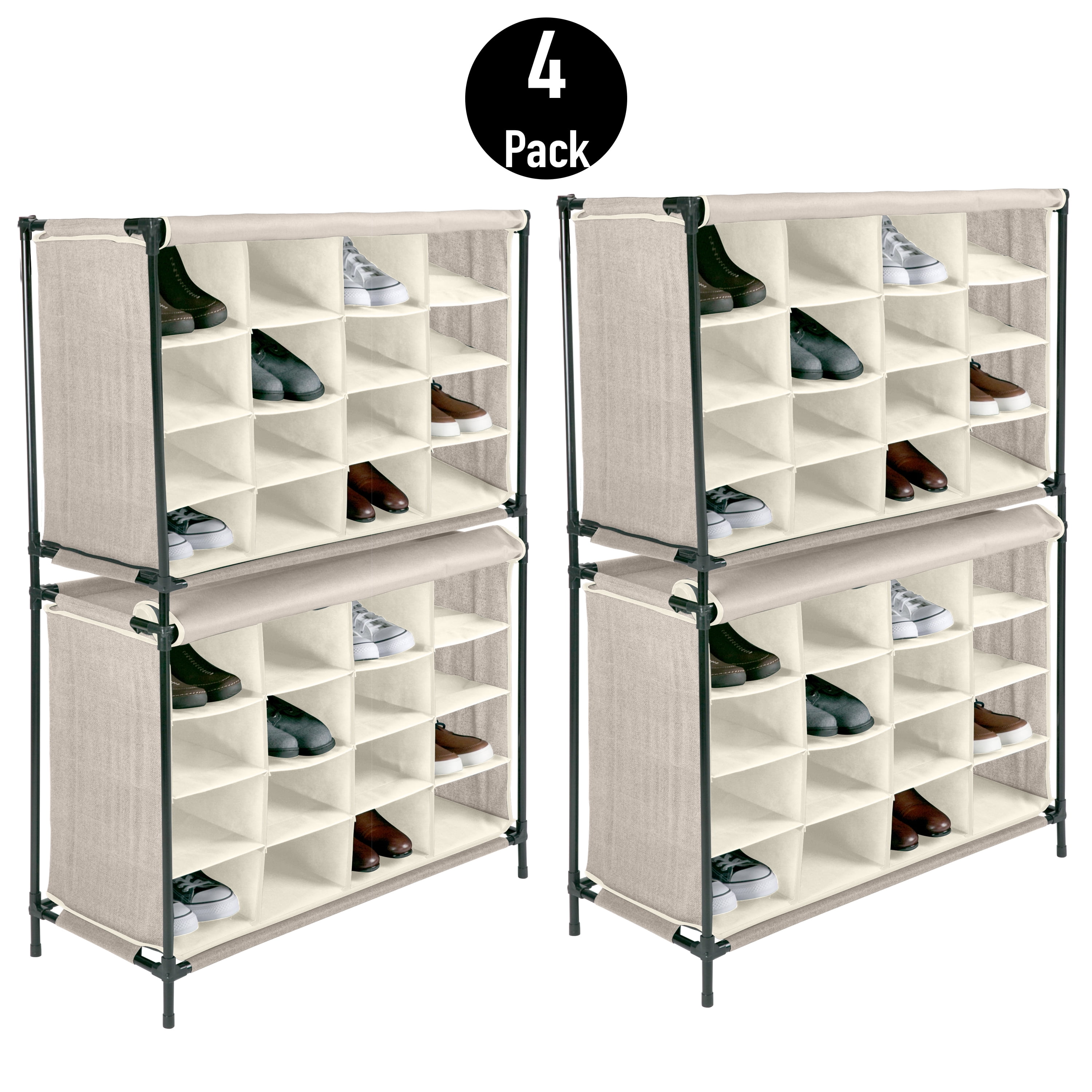 Simplify 4 x 16 Compartment Shoe Cubby in Faux Jute