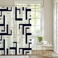 thumbnail image 1 of Geometric Lines Simple Shower Curtain Blue Art Bathroom Curtain 3D Printing Non-perforated Bathroom Curtain Curtain Hook, 1 of 6