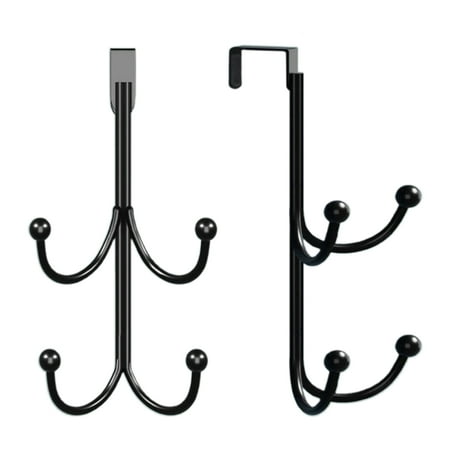 

2pcs Space Saving No Drilling Over The Door 2 Layer Double Hanger Hook Bathroom