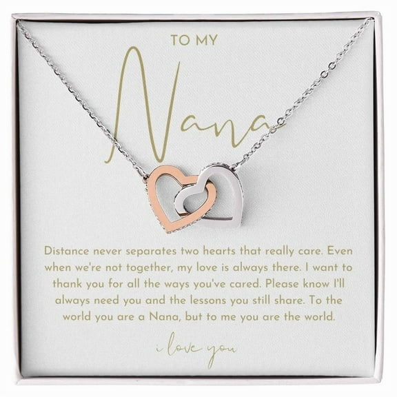 To My Nana Necklace Interlocking Hearts Neckalce Standard Box