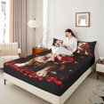 thumbnail image 5 of Homewish 3D Dog Dalmatian Twin Sheet Sets, Red Anniversary Rose Twin Fitted Sheet, Romantic Love Heart Flat Sheet, Breathable Home Decor, 3-Piece, 5 of 8