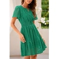 thumbnail image 3 of PRETTYGARDEN Womens Summer Short Dress V Neck Short Sleeve A Line Wear To Work Hollow Out Lace Ruffle Cute Casual Beach Party Dresses, 3 of 8