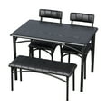 thumbnail image 1 of 4-Piece Dining Table Set for 4 with Upholstered Chairs & Bench, Wood Kitchen Table Set for Small Space, Apartment, 1 of 8