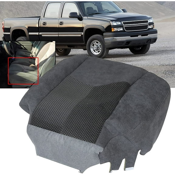 Genrics Cloth Seat Cover Driver Side Bottom Dark Gray Replacement for 2003-2006 Silverado LS LT Z71