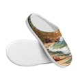 thumbnail image 3 of Rateoe Coastal Palm Beach Print Women's Men's Cotton Knit Slippers Lightweight Memory Foam Indoor House Shoes with Anti-Skid Sole-44/45, 3 of 7