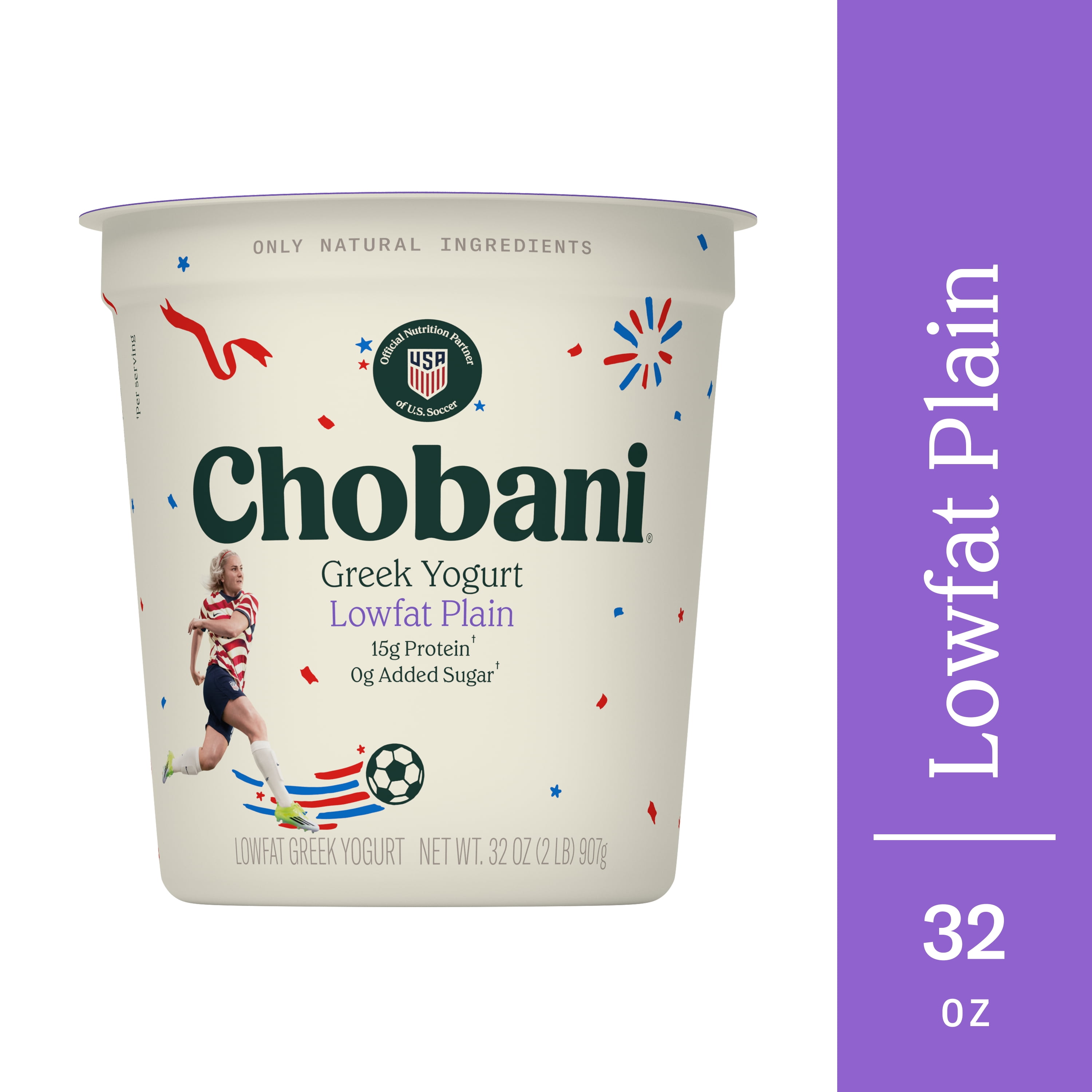 Chobani Low-Fat Greek Yogurt Plain 32 oz Tub