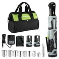 thumbnail image 1 of WORKPRO Cordless Electric Ratchet Wrench, 3/8" 12V 40 Ft-lbs Power Ratchet Wrench Kit with 9-Piece Socket Accessory Set, 2-Pack 2.0Ah Lithium-Ion Batteries, 1 of 6