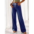 thumbnail image 4 of PRETTYGARDEN Womens Wide Leg Jeans High Waisted Stretchy Baggy Straight Leg Drawstring Trendy Denim Pants Summer, 4 of 8