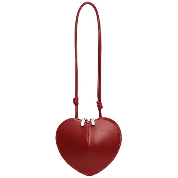 Heart Shape PU Leather Crossbody Bag, Solid Color Shoulder Purse, 8.27x6.69x2.76inch