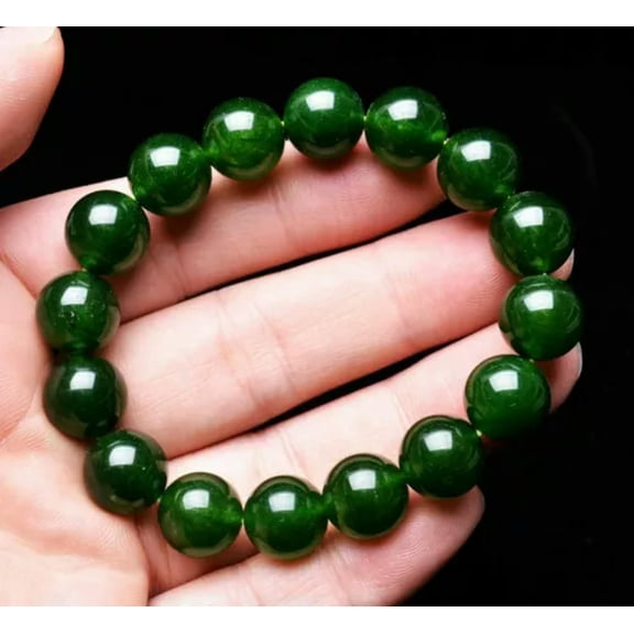 HOOUN 100%natural 8/10/12mm Green Jade Round Gemstone Beads Bracelet 7.5"-12mm
