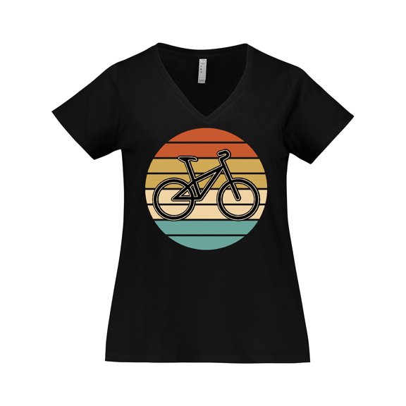Inktastic Bicycle Vintage Cyclist Sunset Women's Plus Size V-Neck T-Shirt