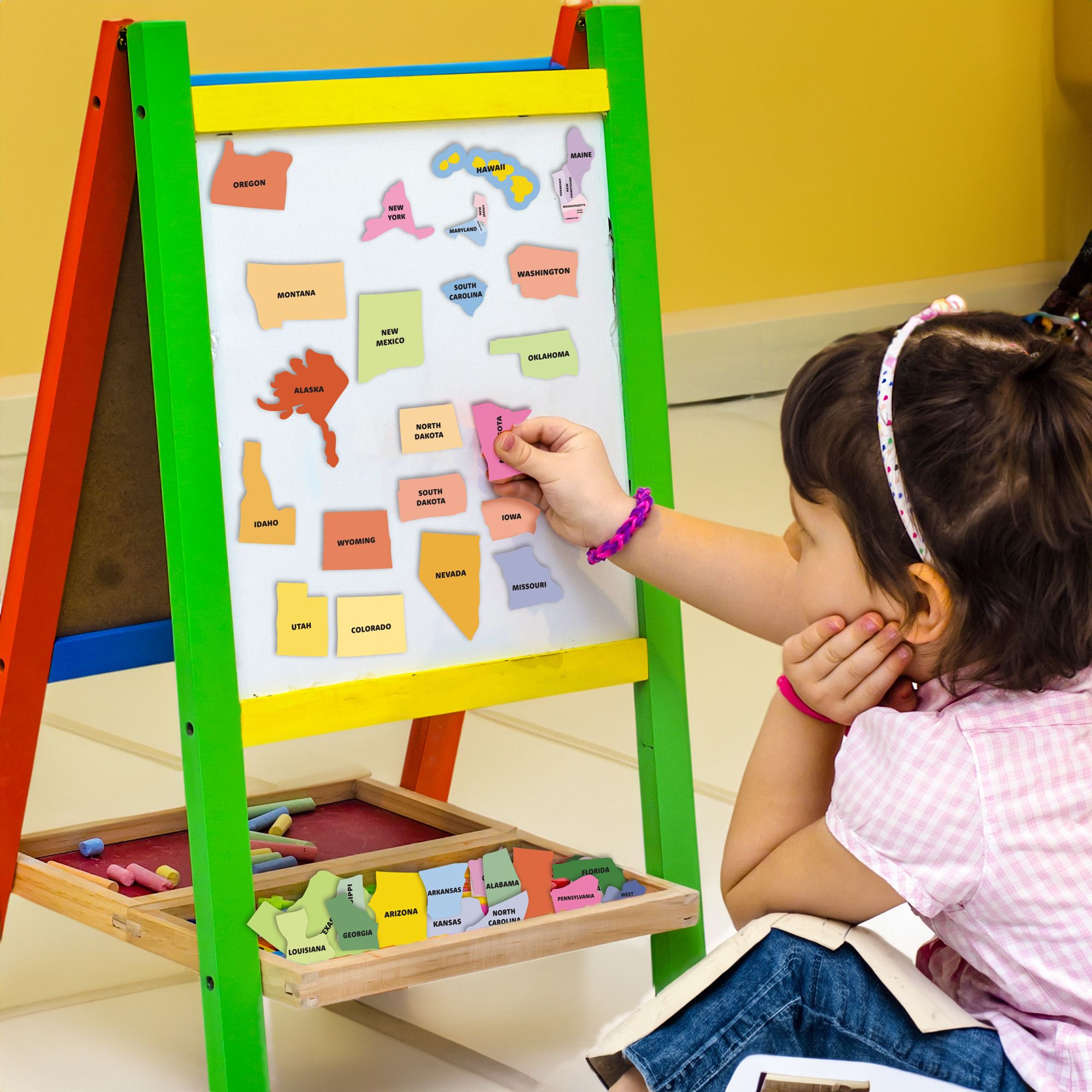 Pen + Gear Magnetic Manipulatives United States Map Learning Magnets 