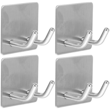 

NUOLUX 4pcs Wall Hook Punch Free Clothes Hanger Double Hooks Wall Hanging Storage Hook