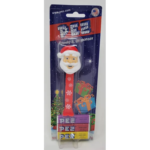 PEZ Candy Dispenser Snowflake Stem Christmas Santa with (3)-0.29 oz refills