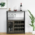 thumbnail image 7 of Wine Bar Cabinet, Liquor Storage Cabinet with Detachable Wine Rack, Small Coffee Bar with Glass Holder & Mesh Door, Buffet Sideboard for Dining Room, Kitchen, Living Room, Dark Grey, 7 of 7