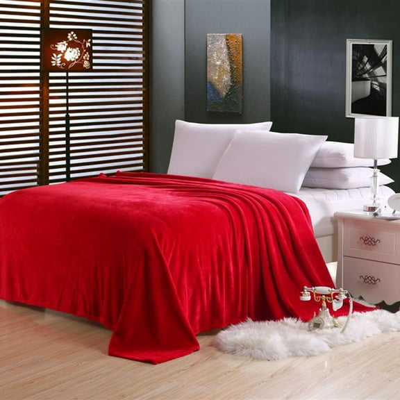 SHOWERORO 1Set Adult Blanket Red Polyester Fiber Warm Throw Blanket 11.8x55.1in