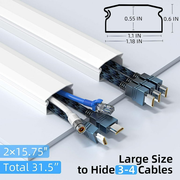 125 Cable Raceway Kit - Yecaye One-Cord Channel Cord Cover on Wall - Cable  Management System - Cord Hider Wire Covers for Cords - Cable Raceway Kit 