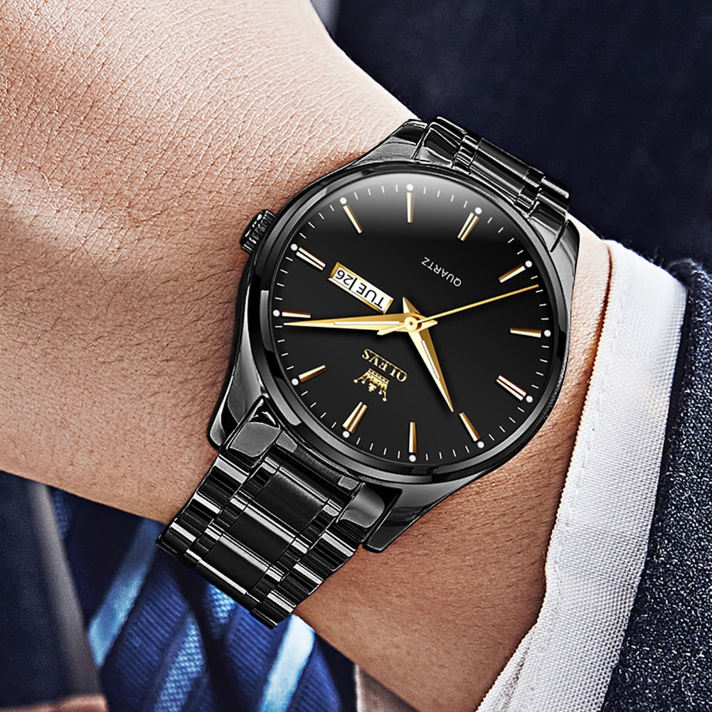 OLEVS Classic Men Watches with Date,Stainless Steel Man Watch with Date, Bussiness Watches for Men,Luminous Quartz Mens Watches Black/White/Blue/Gold, Waterproof Male Reloj para Hombre