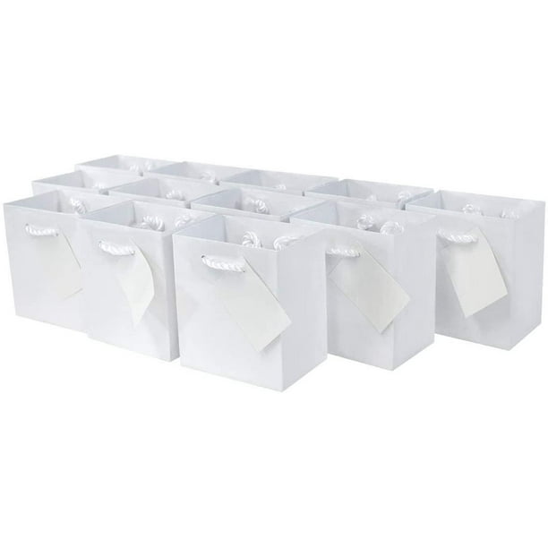 White Gift bags with Handles, Designer Solid White Paper Gift Wrap Bags for Birthdays, Party