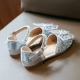 thumbnail image 5 of URMAGIC Toddler Kids Dress Shoes Little Girls Rhinestone Glitter Butterfly Wedding Flat Sandals, 5 of 8