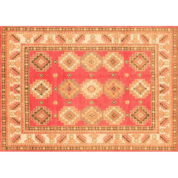 Ahgly Company Indoor Rectangle Geometric Orange Traditional Area Rugs, 5' x 8'