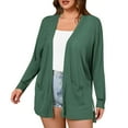thumbnail image 1 of Lightweight Long Cardigans for Women Loose Long Sleeve Open Front Cardigan Tops with Pocket Split Casual Fall Coat Green, XL, 1 of 7