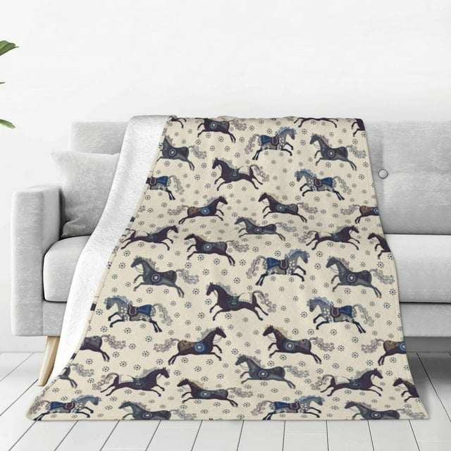 Balery Horse Manta de Felpa Suave y Acogedora – Cobija de Franela Aterciopelada para Cama, Lavable y Cálida para Sofá, Mascotas, Transpirable-40"x30"