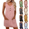 thumbnail image 1 of Sentmoon Robe Sans Manches pour Femmes Robes d'Été pour Femmes 2026 Robe Athlétique Couleur Unie Col Rond Extensible Coupe Régulière Robes Formelles pour Femmes avec Poches Décontracté P-3TG, 1 of 9