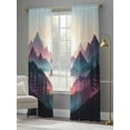 thumbnail image 4 of Color Sunrise Mountain Sheer Curtains 84 inches Long, Black Forest River Nature Landscape Light Filtering Sheer Window Curtains Rod Pocket Voile Drapes for Bedroom Living Room, 2 Panels 52"W x 84"L, 4 of 7