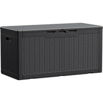 100 Gallon Waterproof Large Resin Deck Box Indoor Outdoor Lockable Storage Container for Patio Furniture Cushions Garden Tools (100 Gallon, Black)