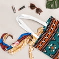 thumbnail image 5 of DouZhe Reusable Grocery Bags, Retro Southwestern Traditional Style Lightweight Polyester Canvas Cloth Tote Bag for Travle Gym Shopping School, 15" x 16", 5 of 7
