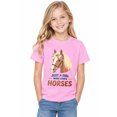 thumbnail image 2 of Girls Graphic Tees Horse Lover Equestrian Floral Portrait Short Sleeve Kids T-Shirt, 100% Cotton Soft Casual Tops for Children, 2 of 5