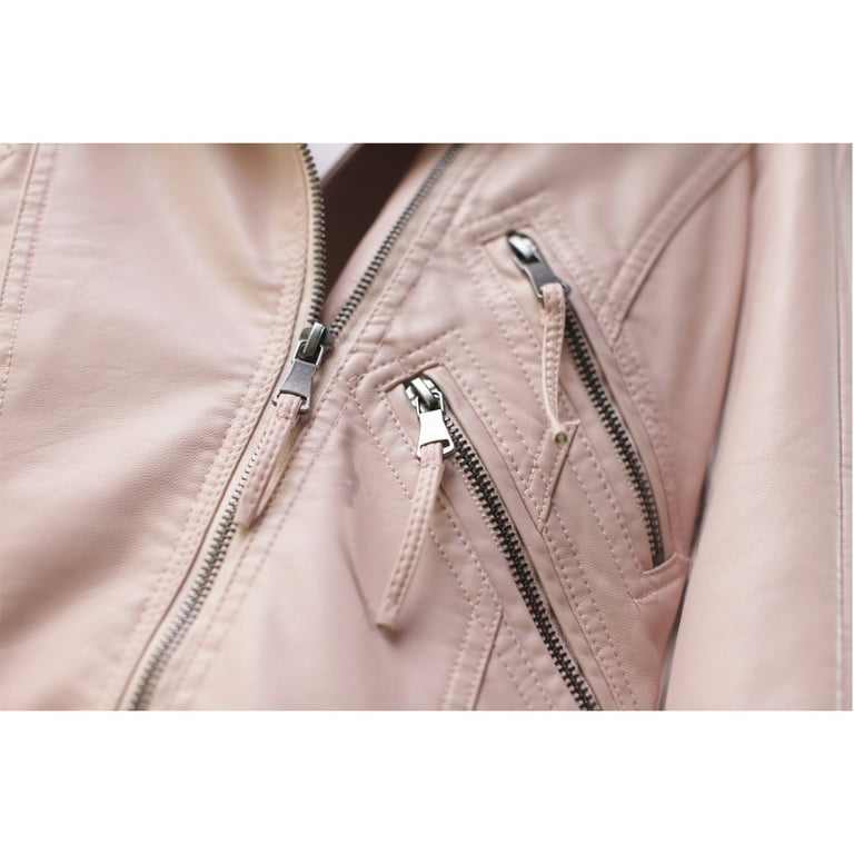 HBFAGFB Leather Jacket Women's Motorcycle Zipper Short Slim HBFAGFB Leather Jacket Women's Motorcycle Zipper Short Slim