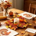 thumbnail image 5 of Faux Maple Leaf Pumpkin Candle Ring Wreath, Artificial Fall Table Centerpiece with Berries for Thanksgiving , Rustic Home Decor for Pillar Candles, Mantel, and Dining Table, 5 of 6